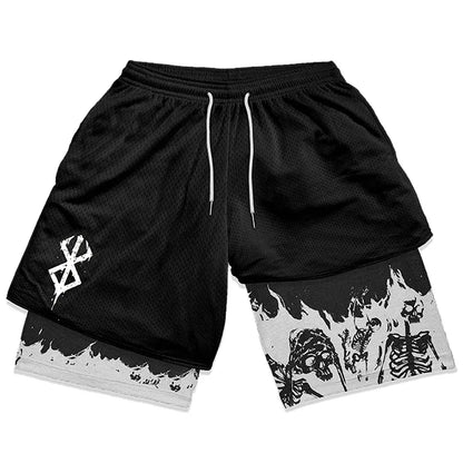 Y2K Summer Men Streetwear Anime Berserk Oversize Active Athletic Gym Short Pants