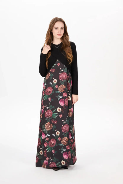 elegance slip satin dress + knitting cross top +mockneck woman clothing set adjustable maxi floor length