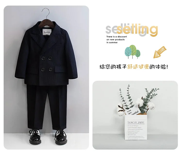 Children Black Piano Suit Kids Wedding Party Photograph Suit Flower Boys Tuxedo Dress Newborn Baby 1 Year Birthday Costume