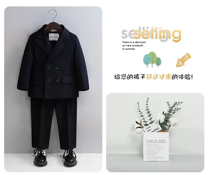 Children Black Piano Suit Kids Wedding Party Photograph Suit Flower Boys Tuxedo Dress Newborn Baby 1 Year Birthday Costume