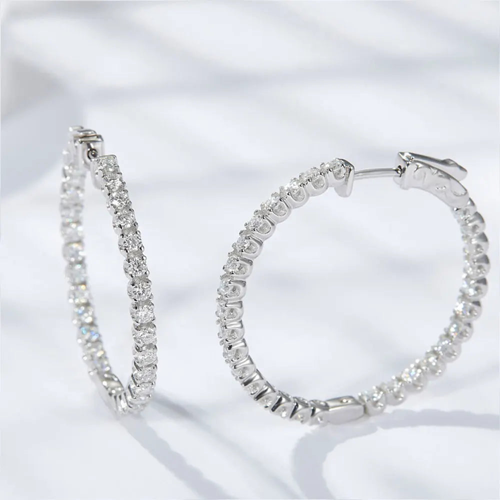 D VVS1 Moissanite Hoop Earrings for Women Sparking Diamond with GRA Original s925 Sterling Silver Plated 18k Earring