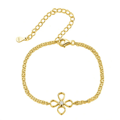 Flower Adjustable All Moissanite Bracelets for Women Girls Gift Dainty Jewelry Lab Diamond Chain Pure S925 Silver Bangle