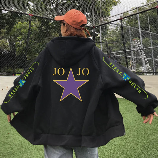 Anime Jojo's Bizarre Adventure Stone Ocean butterfly Hoodies Loose Unisex Anime Style Hoodie Autumn Spring Top sweatshirt