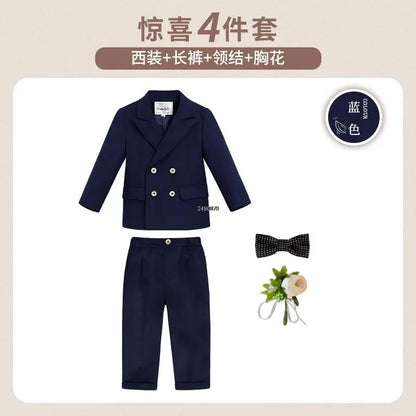 Flower Boys Wedding Suit Children Photography Dress Kids Stage Performance Formal Blazer Suit Baby Birthday Ceremony Costume