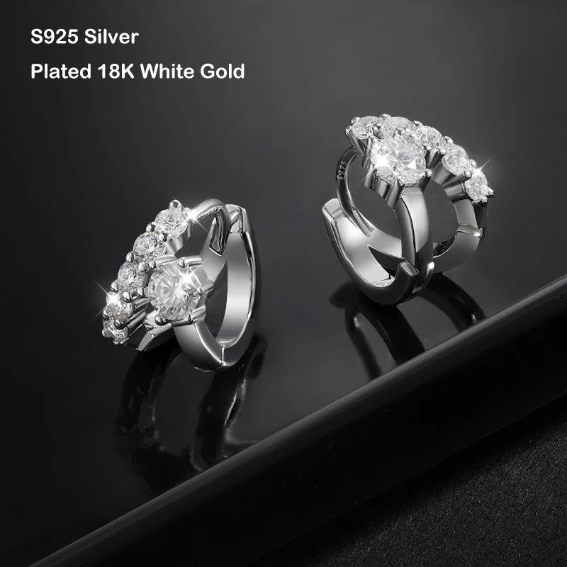 100% Real D Color 0.3CT 4mm Moissanite Hoop Earrings For Women S925 Sterling Silver Plated 18K White Gold Diamond Earring