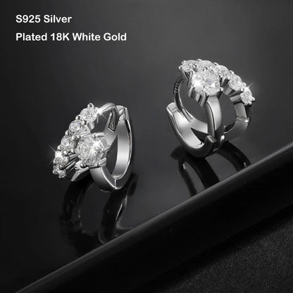 100% Real D Color 0.3CT 4mm Moissanite Hoop Earrings For Women S925 Sterling Silver Plated 18K White Gold Diamond Earring