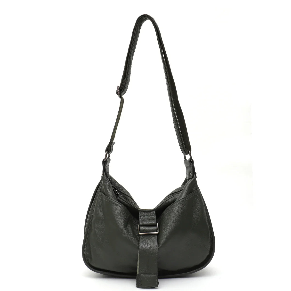 Women Design Style Genuine Leather Shoulder Bag Multi Pockets Casual Daily Slouchy Preppy Chic Handbag Messenger Satchel Purse