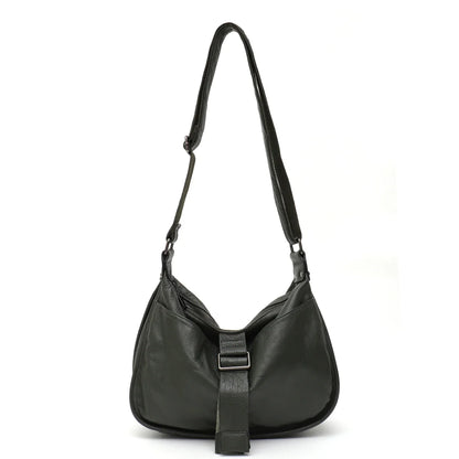 Women Design Style Genuine Leather Shoulder Bag Multi Pockets Casual Daily Slouchy Preppy Chic Handbag Messenger Satchel Purse