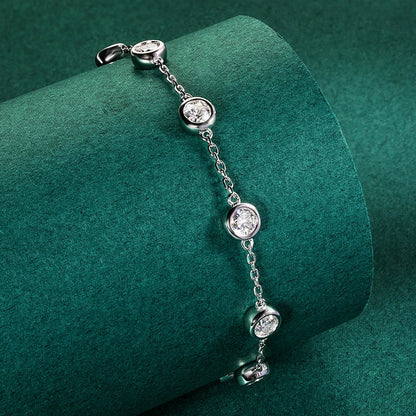 4mm Classic Bubble Moissanite Bracelet for Women 8 Stones Sparkling Lab Diamond Tennis Bracelet 925 Sterling Silver