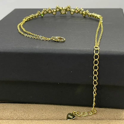 Moissanite Bracelet With Certificate 925 Sterling Silver Adjustable Double Chain Bracelets for Women Wedding Jewelry Gift