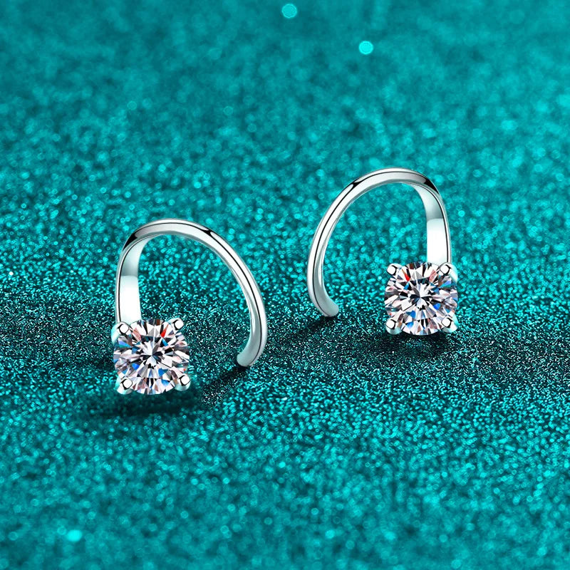 5mm Round Brilliant Cut Rotatable Moissanite Stud Earrings for Women Hypoallergenic 100% Pure S925 Silver Bridal Jewelry