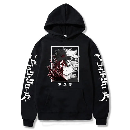 Black Clover Anime Men's Clothes Hoodie Sweatshirts Harajuku Manga Asta Oversized Winter Long Sleeve Streetwear Hoodies