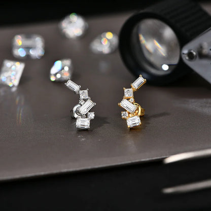 Shiny Synthetic Moissanite Earrings for Women S925 Sterling Silver Geometric Earring Elegant Engagement Wedding Jewelry