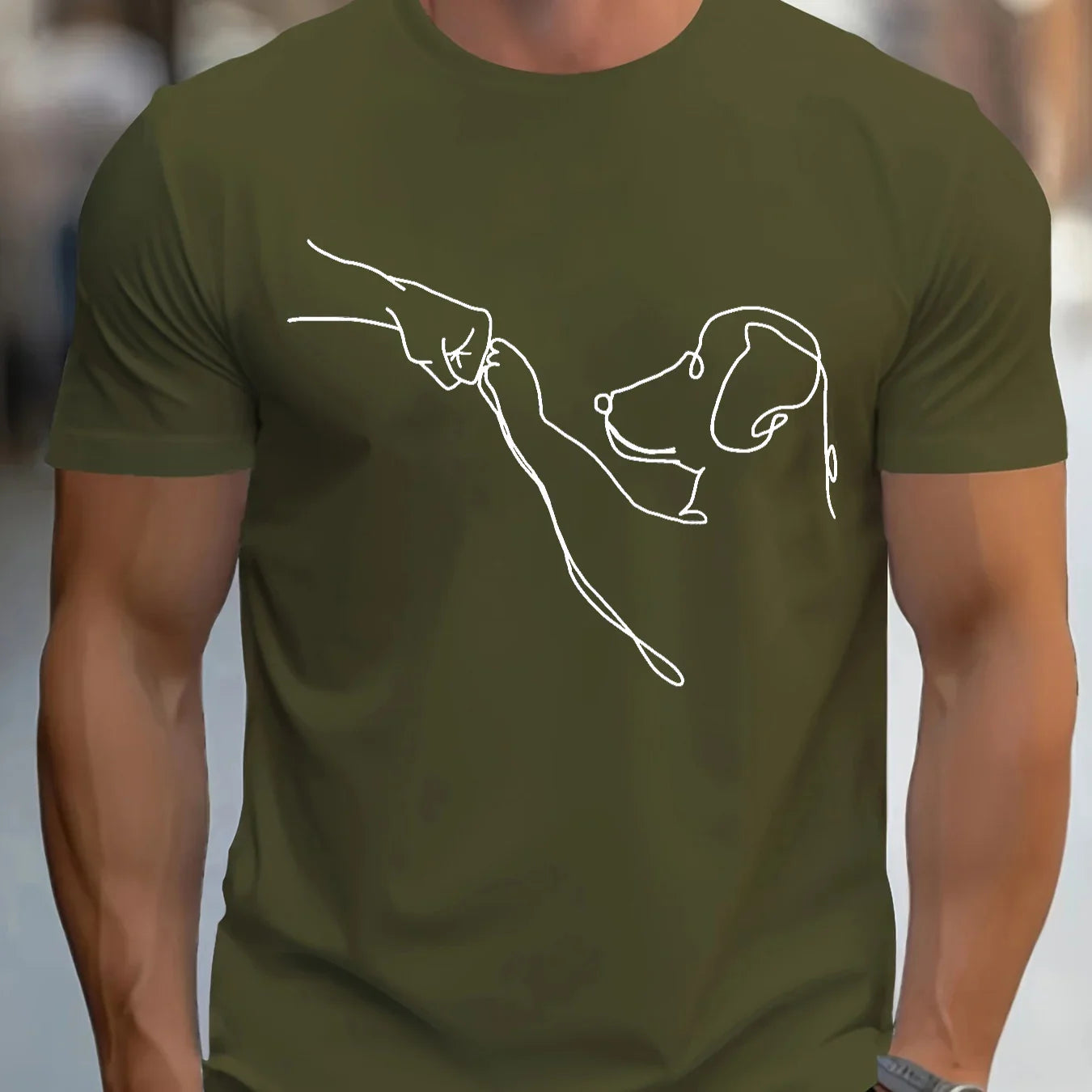 Men's 100% cotton casual sports loose fit Funny Dog First print round neck short sleeved T-shirt top