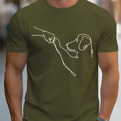 Men's 100% cotton casual sports loose fit Funny Dog First print round neck short sleeved T-shirt top