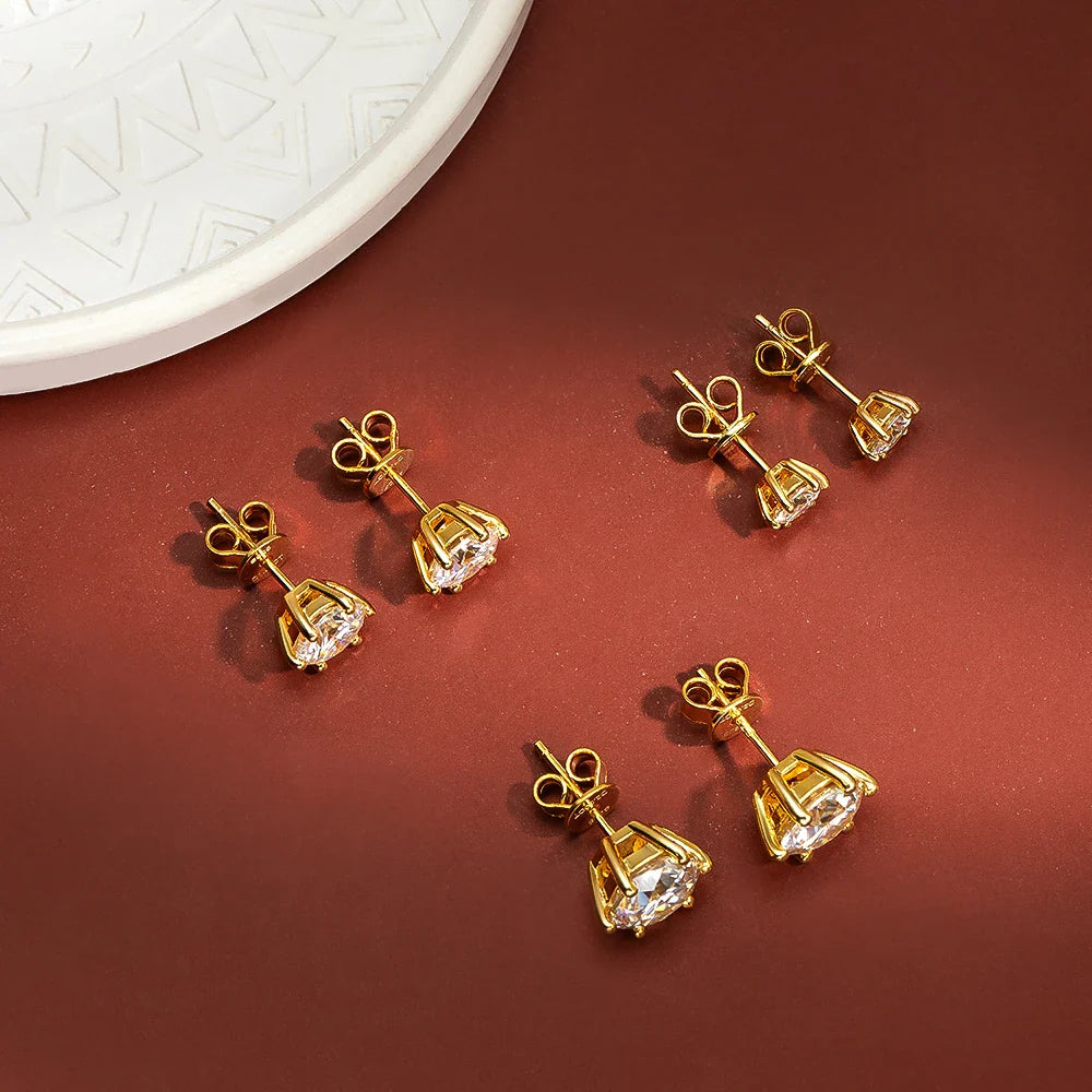 Moissanite Stud Earrings D Color 0.5-2 Carat 925 Sterling Silver Gold Plated Moissanite Earrings For Women Wedding Party