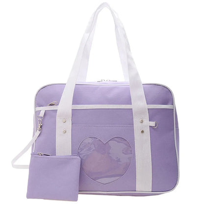 Japanese Lolita Heart JK School Uniform Bags Fashion Women Oxford  Women Student PU Handbag Cosplay Anime Shoulder Bag