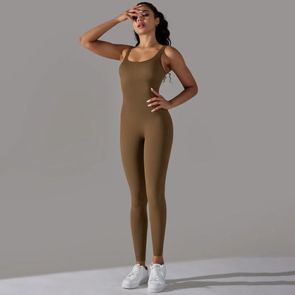 Fitness Sports Jumpsuit Screw Thread Sleeveless Bodysuit Women Seamless Set Full Seasons Casual Fitness Sporty Playsuit