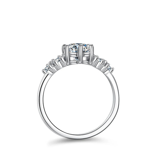 1CT D Color Moissanite Rings for Women Sparkling Diamond Engagement Wedding jewelry with GRA 925 Sliver Plated 18k Ring