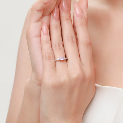 925 Sterling Silver Pink MoonStone Elegant Stackable Finger Ring Eternity Bands for Women Christmas Gifts Fine Jewelry