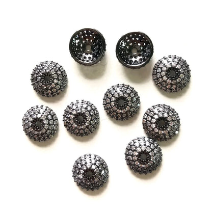 20pcs 8/10/11mm Cubic Zirconia Pave Beads Caps Spacers for Bracelet Necklace Earring Making  Gold-Plate Jewelry Accessory Supply