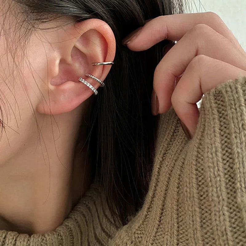 Fashion Exquisite Crystal Zerconia Ear Cuff Earrings for Woman Non Piercing Leaf Clip Earrings Christmas Jewelry Gift