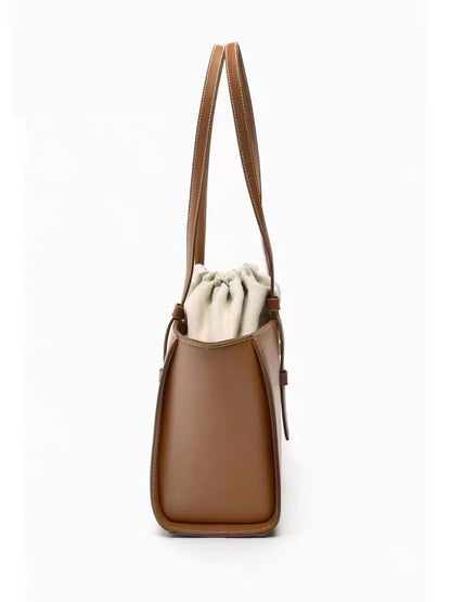 New Fashion Women's Bag Large Capacity Tote Shoulder Bag Leather String Commuting Basket Handbag For Women Vacation