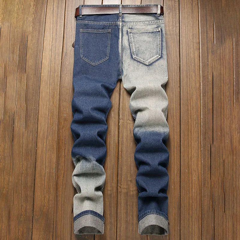 New Retro Jeans Men's Straight Leg Pants Ripped Jeans Fashionable Casual Pants Trousers Pants Street Wear Clothing