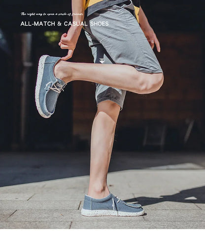 Summer Men's Canvas Shoes Denim Sneakers Men's Canvas Shoes Breathable Moccasins Vulcanized Shoes Men's Sneakers Shoes Plus Size