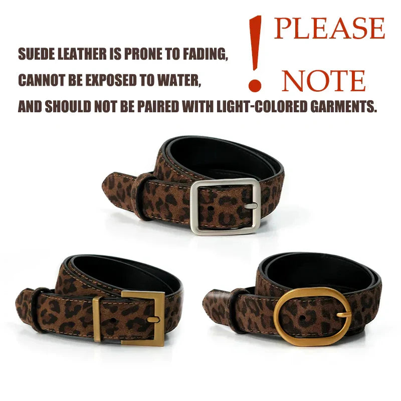 Fashion Suede Cowhide Women‘s Belts Genuine Leather 2.8cm Wide Belt Metal Buckle Women Belt Matched Dress Jeans Skinny Girdle