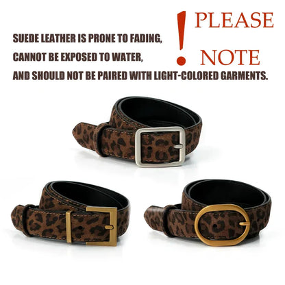 Fashion Suede Cowhide Women‘s Belts Genuine Leather 2.8cm Wide Belt Metal Buckle Women Belt Matched Dress Jeans Skinny Girdle