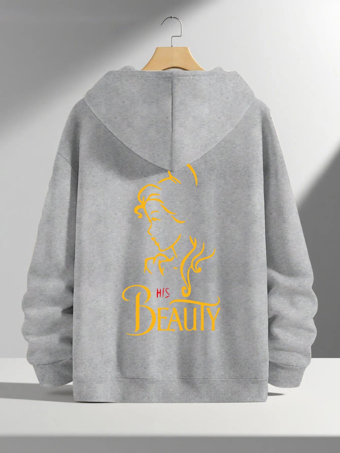 Romantic Theme Beauty and the Beast Couple Hoodies Men'S Women'S Separate Styles Pullover Casual Loose Fit Sweatshirt Hoodie Y2K