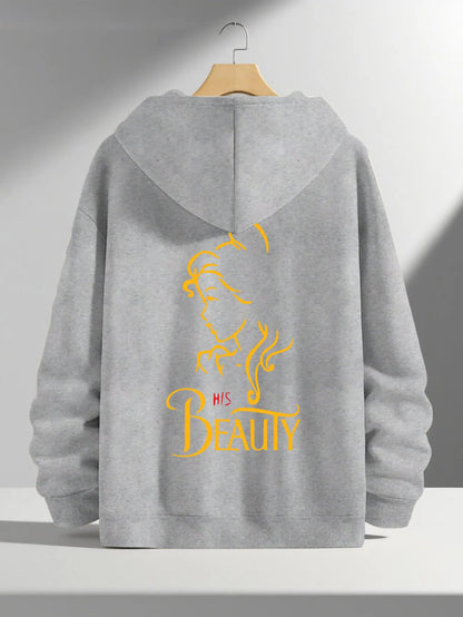 Romantic Theme Beauty and the Beast Couple Hoodies Men'S Women'S Separate Styles Pullover Casual Loose Fit Sweatshirt Hoodie Y2K