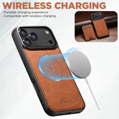 Wireless Charging Phone Case Magnet Card Holder Stand Faux Leather For iPhone 17 Pro Max 16 Plus 15 14 13 12