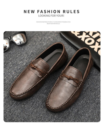 Classic Black Men's Leather Loafers Big Size 46 Slip on Shoes Man Office Shoes Comfortable Soft Flat Casual Shoes For Men