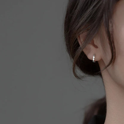 925 Sterling Silver Simple Geometric Faceted Huggies Ear Buckles for Women Fashion Charms Hoop Earrings Party Jewelry