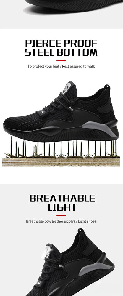 Lightweight All-Day Comfort Safety Shoes - Soft Sole Fashion Casual Work Sneakers for Long Standing-Fatigue Protective Footwear