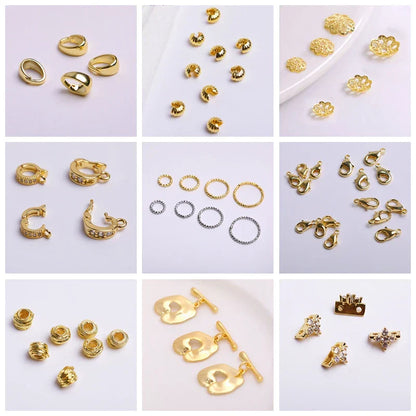 14K Gold Plated Brass Earrings Hooks Round Hoop Earrings,Earring Fixtures,Fasteners For Earrings,DIY Earring Making Accessories