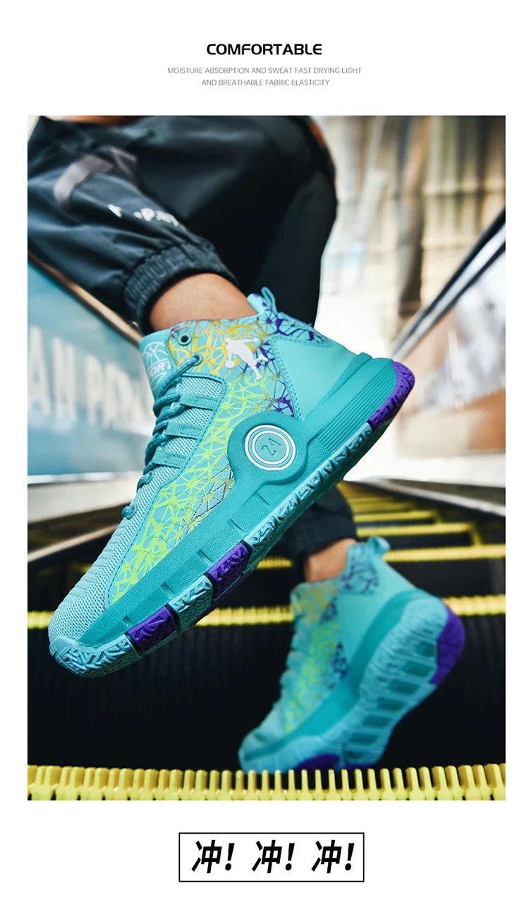 Kids Basketball Shoes Anti-slip High-Top Basketball Combat Boots Boys Girls Cushioned Trainers Children‘s Ankle Support Sneakers