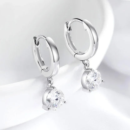 0.5-2CT Brilliant Cut Moissanite Drop Earrings for Women Classic 3 Prong Wedding Fine Jewelry S925 Sterling Silver 100%