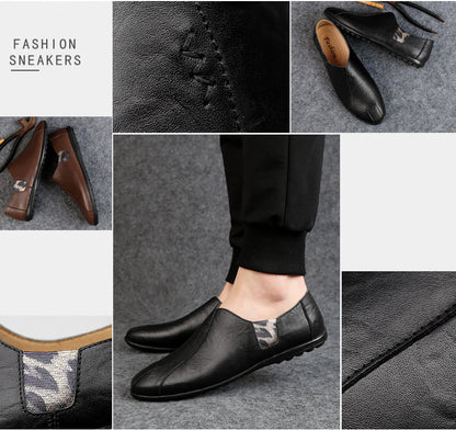 Genuine Leather Men Casual Shoes Luxury Brand Soft Mens Loafers Breathable Moccasins Slip on Lazy Driving Shoes Plus Size 38-47