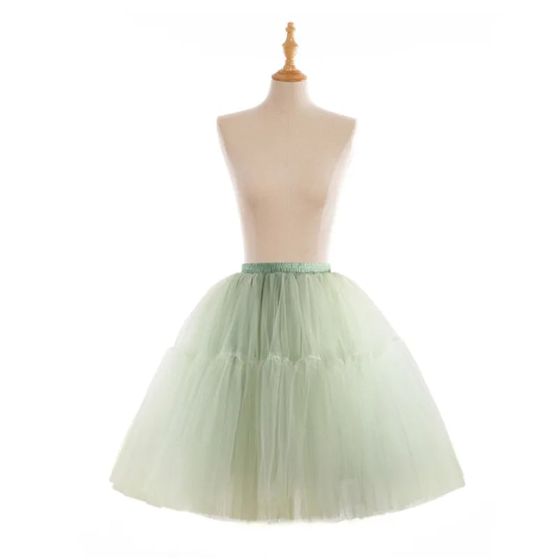 6 Layers Fluffy Ball Gown Women Short Skirts Knee Length Tutu Dress Underskirt Soft Tulle Petticoat for Club Cosplay Marathon