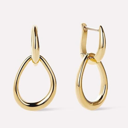 14K Gold-Plated Hypoallergenic Geometric U-Shaped Water Drop Earrings for Women Fashion Minimalist Pendant Earrings Jewelry Gift