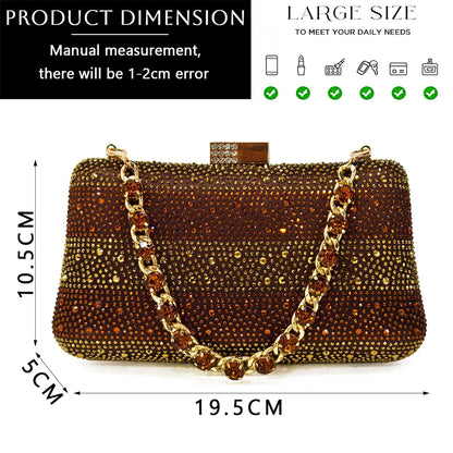 Pointed-Toe Luxury Style High Heels Sandal With Bag Set in Gold Color For Wedding Party Women