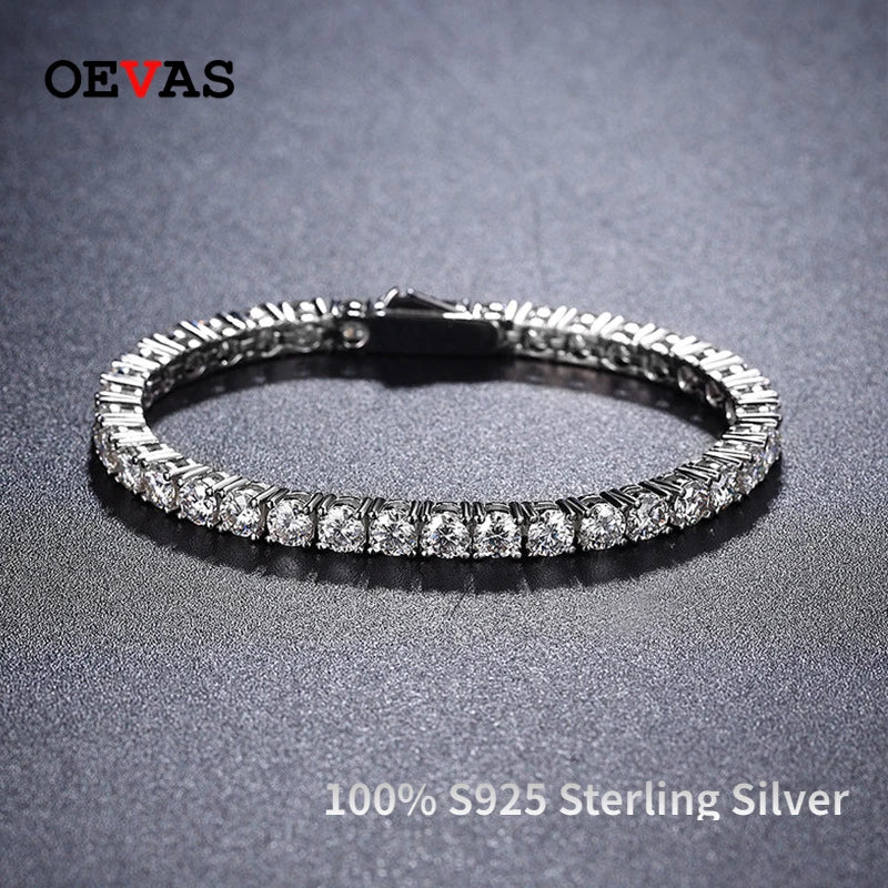 2/2.5/3/4/5mm Full Moissanite Bracelet for Women 100% 925 Sterling Silver Party Fine Jewelry Gift