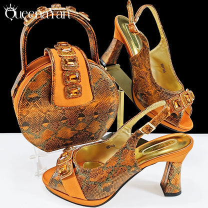 Elegant Green Peep-Toe Women Heel Pumps for Italian Matching Party Shoes and Bags Set for Parties with Diamond Accents