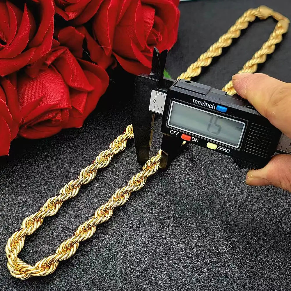60cm 24in Punk Thick Chain Bicolor Gold-Plated Necklace For Men Women Hip Hop Luxury Copper Chain Dubai Jewelry Neck Party Gift