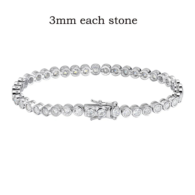 3 Colors 2/3mm Bubbles All Moissanite Tennis Bracelet for Women Men Bangles Full Diamond Pure 925 Silver Chain Jewelry