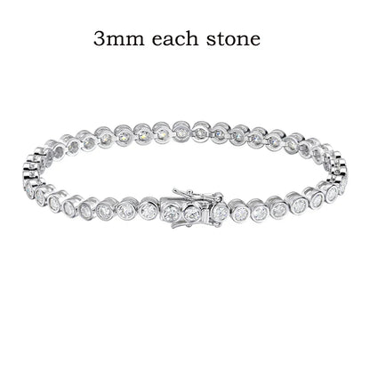 3 Colors 2/3mm Bubbles All Moissanite Tennis Bracelet for Women Men Bangles Full Diamond Pure 925 Silver Chain Jewelry