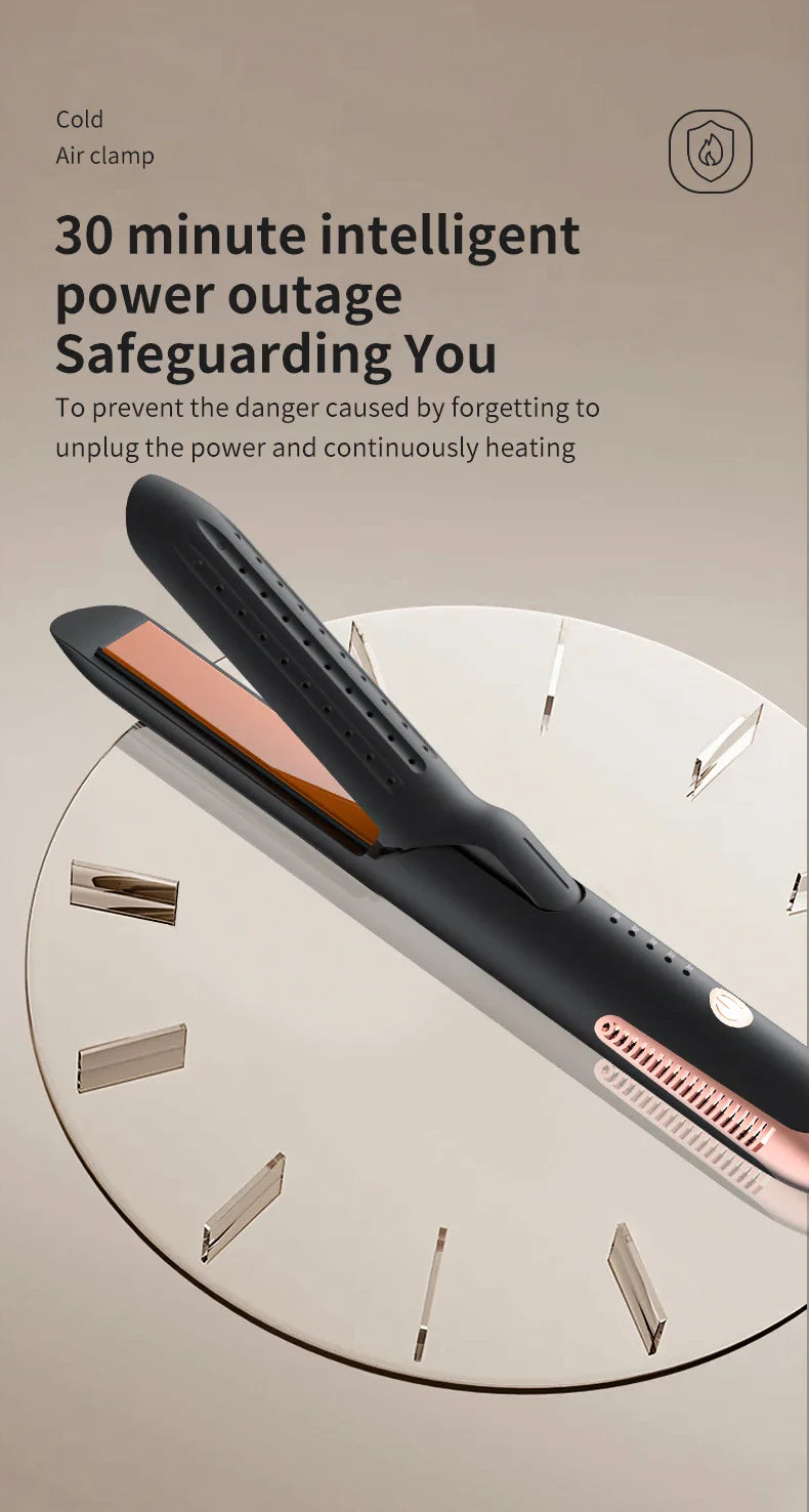 Professional 2-in-1 Hair Styler Curling Wand Straightener Negative lon Ceramic Plates Adjustable Temperature Salon Home
